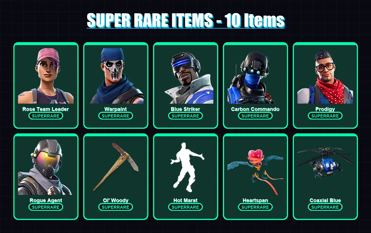 [PS4/PS5/XBOX/PC] | Rose Team Leader | Warpaint | Blue Striker | Carbon Commando | Prodigy | 21 skin | 42 pickaxe | 33 emote | 31 glider | Lv566 — Fortnite account