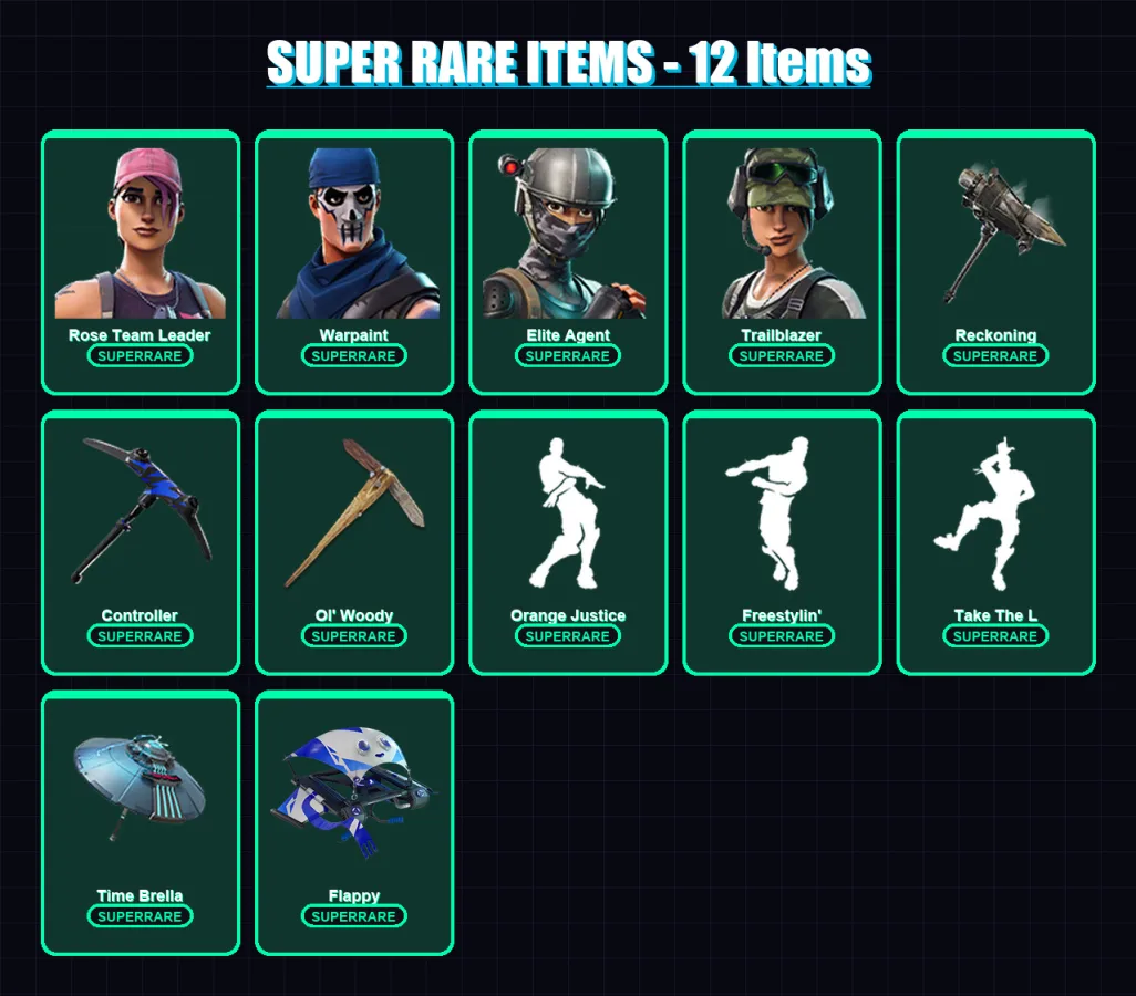 [PC/XBOX/PSN] | Rose Team Leader | Warpaint | Elite Agent | Trailblazer | Hybrid | 113 skin | 118 pickaxe | 106 emote | 99 glider | Lv1334
