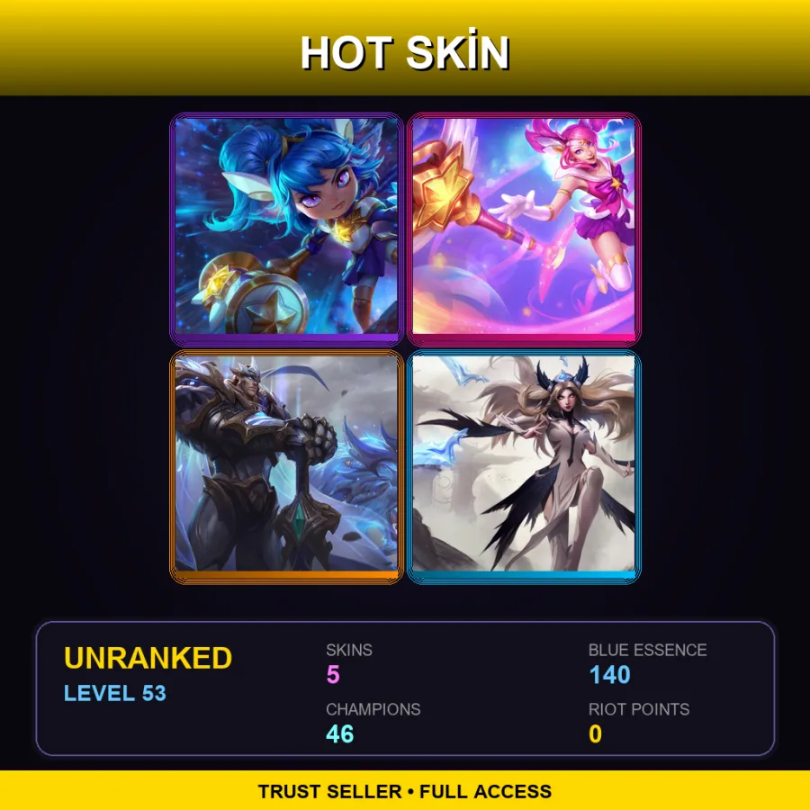 BR | Lv53 | Unranked | 5 Skin | 46 Champ — LoL account