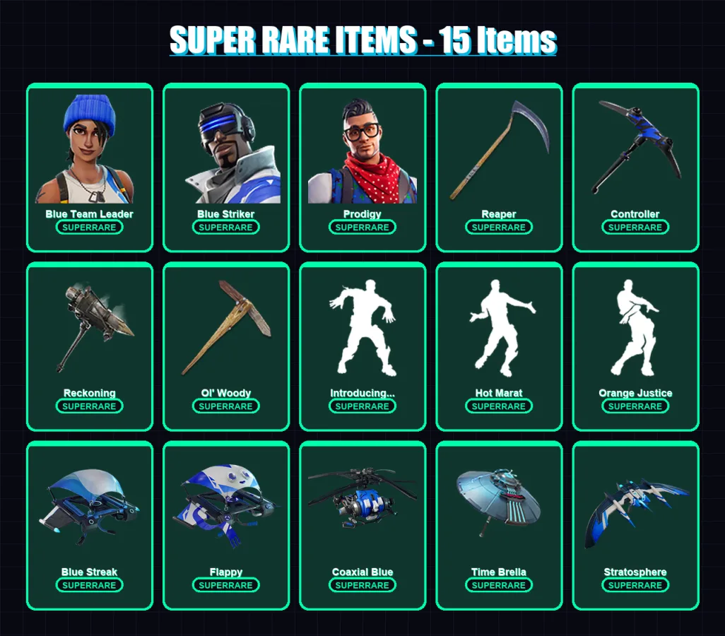 [PC/XBOX] | Blue Team Leader | Blue Striker | Prodigy | Omegarok | Oblivion | 234 skin | 255 pickaxe | 203 emote | 203 glider | Lv3968