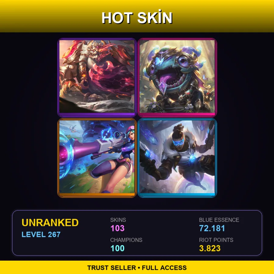 EUNE | Lv267 | Unranked | 103 Skin | 100 Champ — LoL account