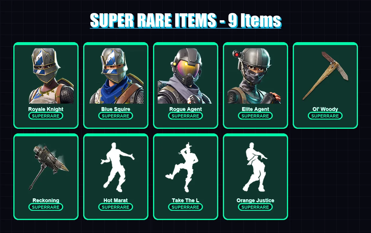 [PS4/PS5/PC] | Royale Knight | Blue Squire | Rogue Agent | Elite Agent | Ragnarok | 63 skin | 67 pickaxe | 86 emote | 65 glider | Lv895