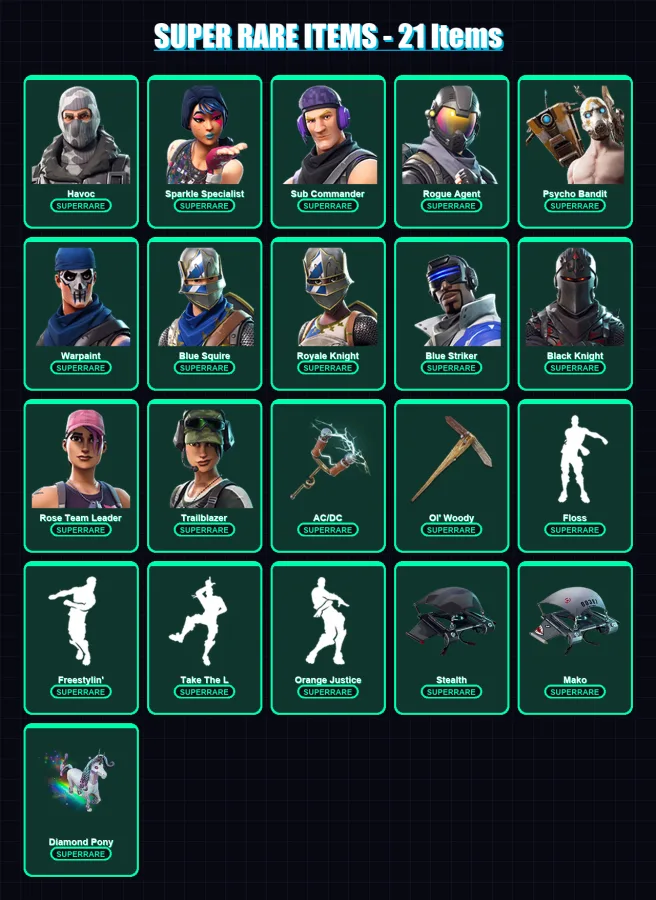[PC/XBOX/PSN] | Havoc | Sparkle Specialist | Sub Commander | Rogue Agent | Psycho Bandit | 28 skin | 22 pickaxe | 22 emote | 22 glider | Lv211 — Fortnite account