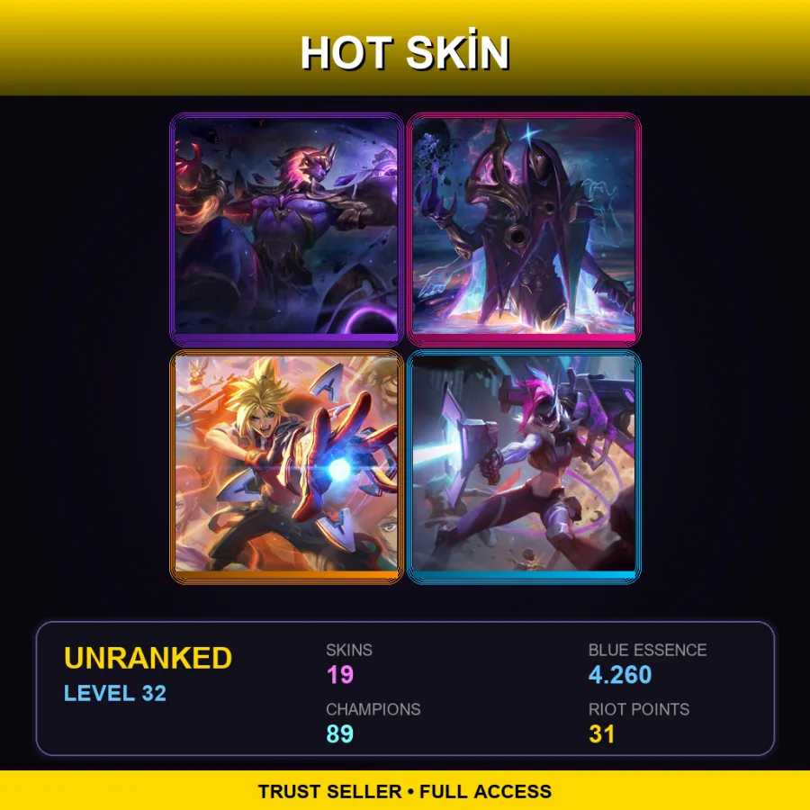 TR | Dark Star Sylas | Dark Cosmic Jhin | Battle Academia Ezreal | PROJECT: Jinx | 19 Skin | 89 Champ | Lv32