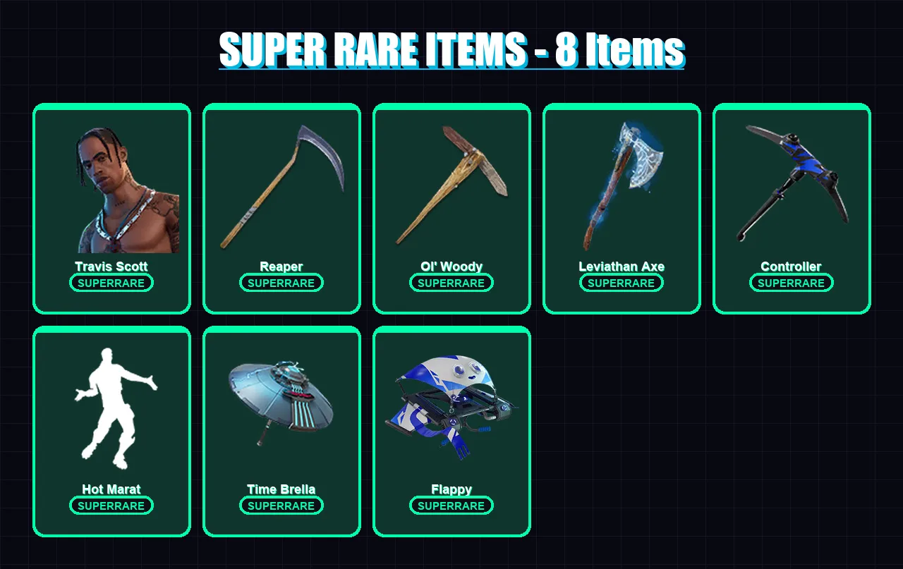 [PC/XBOX] | Travis Scott | Deadpool | Midas | Raz | Menace | 78 skin | 100 pickaxe | 67 emote | 94 glider | Lv1402