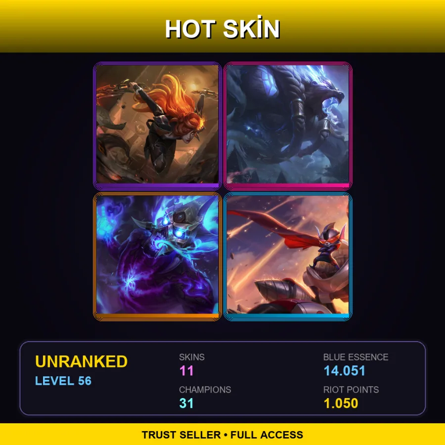 TR | Lv56 | Unranked | 11 Skin | 31 Champ — LoL account