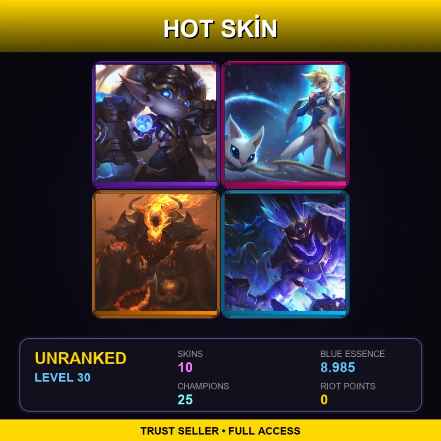 LAN | Lv30 | Unranked | 10 Skin | 25 Champ