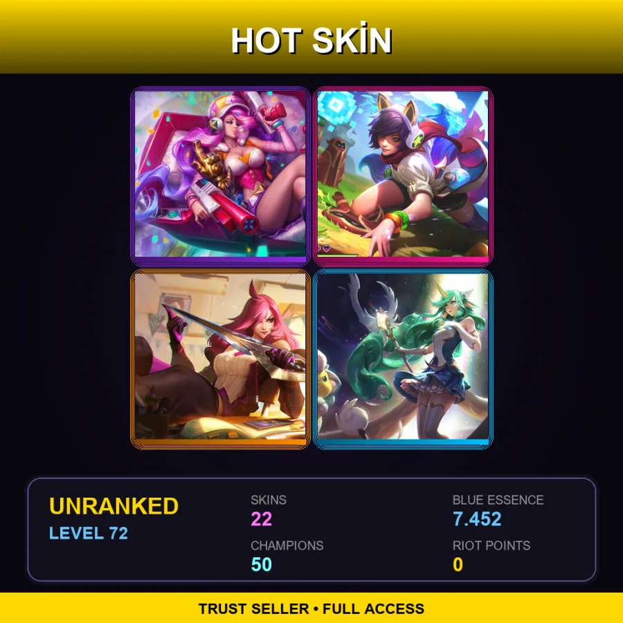 LAN | Lv72 | Unranked | 22 Skin | 50 Champ — Battle Academia Katarina
