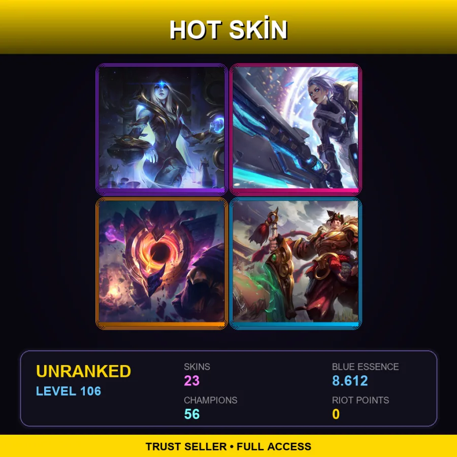 LAN | Lv106 | Unranked | 23 Skin | 56 Champ — LoL account