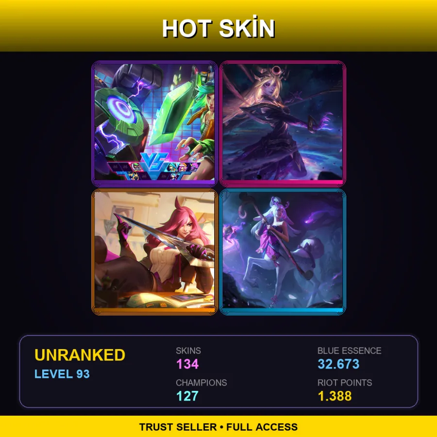 EUW | Lv93 | Unranked | 134 Skin | 127 Champ