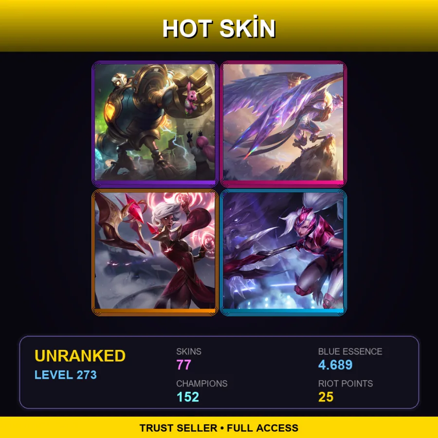 LAN | Lv273 | Unranked | 77 Skin | 152 Champ