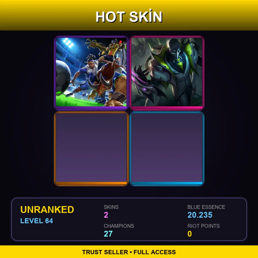 EUW | Lv64 | Unranked | 2 Skin | 27 Champ with Gnar