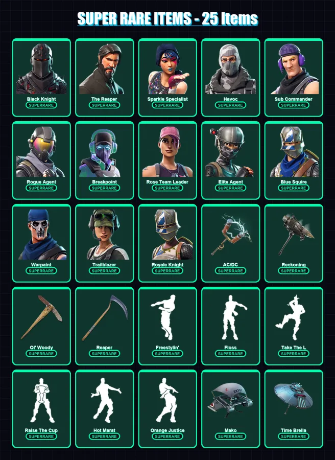 [PC/XBOX/PSN] | OG Skull Trooper | Black Knight | The Reaper | Sparkle Specialist | Havoc | 96 skin | 81 pickaxe | 98 emote | 90 glider | Lv1525 — Fortnite account
