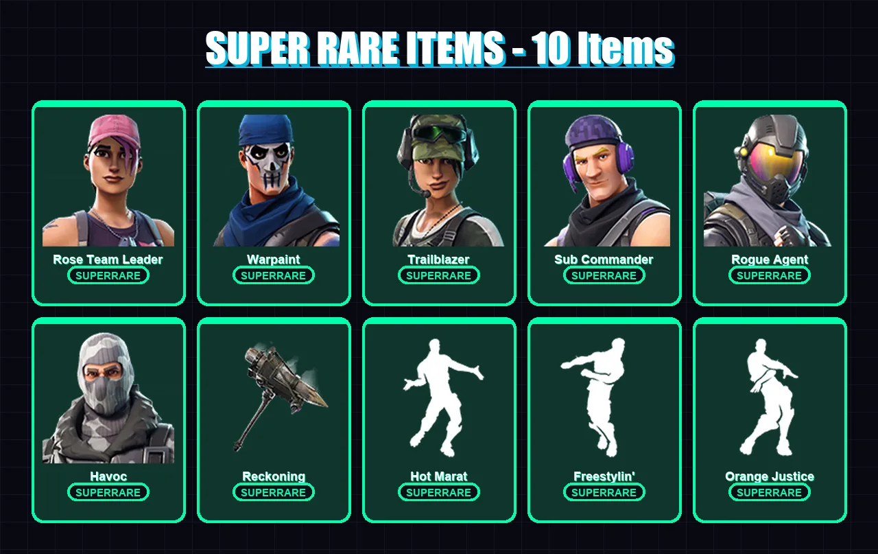 [PC/XBOX/PSN] | Rose Team Leader | Warpaint | Trailblazer | Sub Commander | Rogue Agent | 30 skin | 17 pickaxe | 33 emote | 25 glider | Lv270