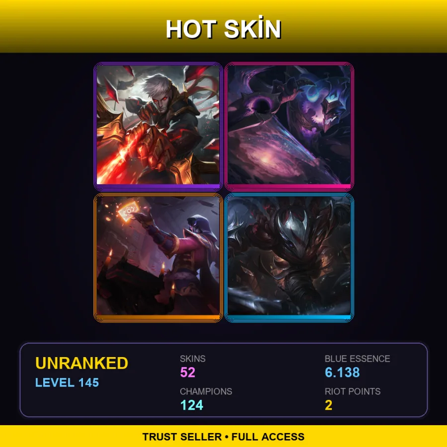 EUW | Lv145 | Unranked | 52 Skin | 124 Champ