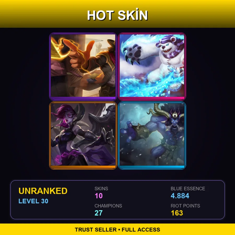 NA | Lv30 | Unranked | 10 Skin | 27 Champ — LoL account