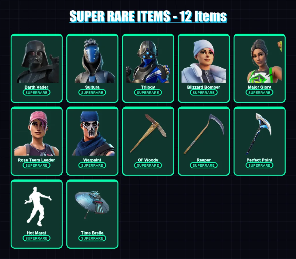 [PC/XBOX] | Darth Vader | Sultura | Trilogy | Blizzard Bomber | Major Glory | 250 skin | 257 pickaxe | 218 emote | 222 glider | Lv3576