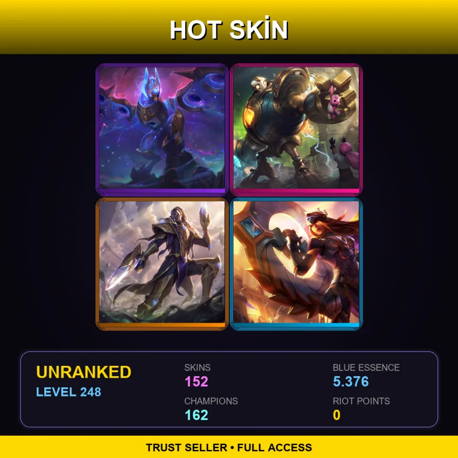 VN | Cosmic Flight Anivia | Victorious Blitzcrank | Victorious Lucian | Victorious Sivir | 152 Skin | 162 Champ | Lv248