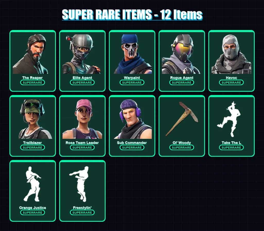 [PC/XBOX/PSN] | The Reaper | Elite Agent | Warpaint | Rogue Agent | Havoc | 112 skin | 87 pickaxe | 77 emote | 81 glider | Lv1285 — Fortnite account