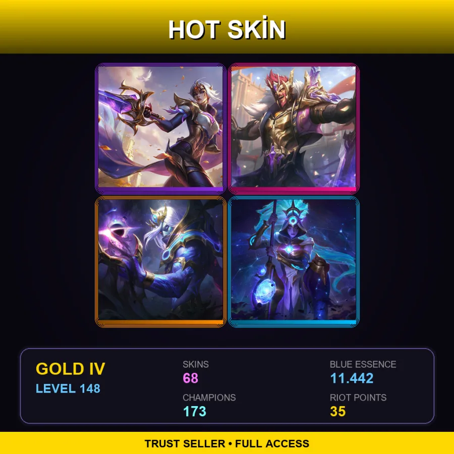 SG | Lv148 | Gold IV | 68 Skin | 173 Champ