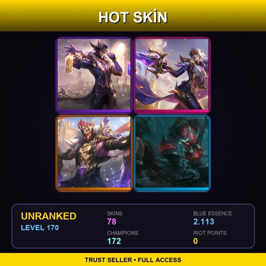 EUW | Lv170 | Unranked | 78 Skin | 172 Champ — Crime City Jinx