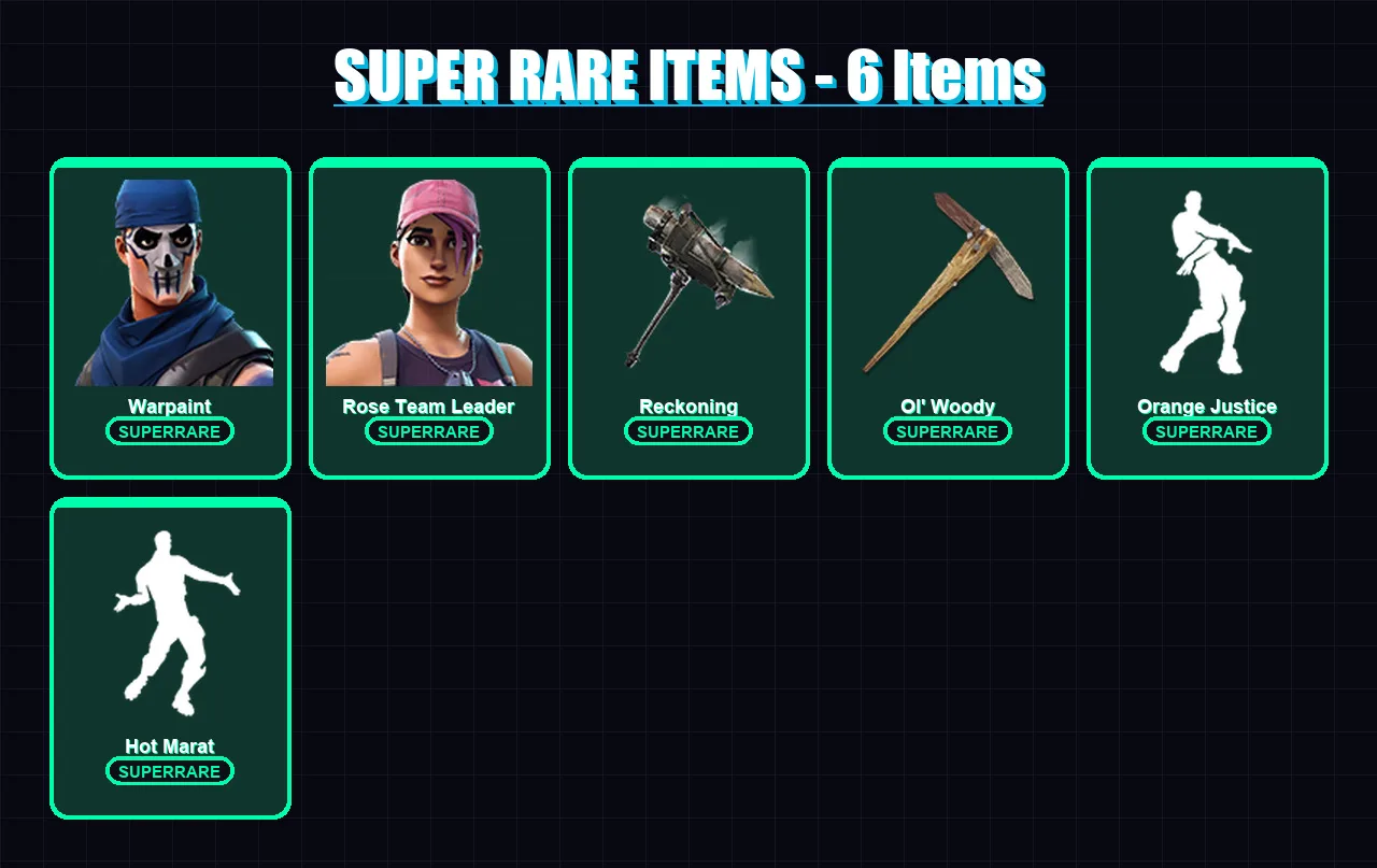 [PC/PSN] | Warpaint | Rose Team Leader | Blackheart | Snap | Zenith | 106 skin | 110 pickaxe | 74 emote | 88 glider | Lv891