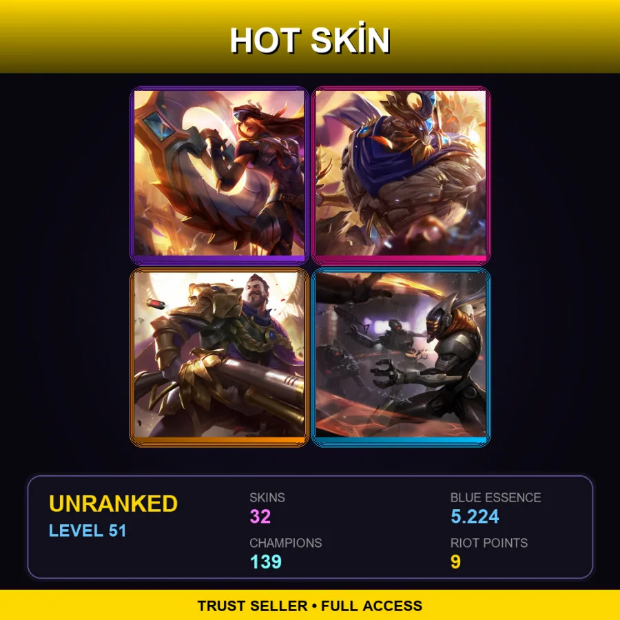 VN | Lv51 | Unranked | 32 Skin | 139 Champ — Woad Ashe