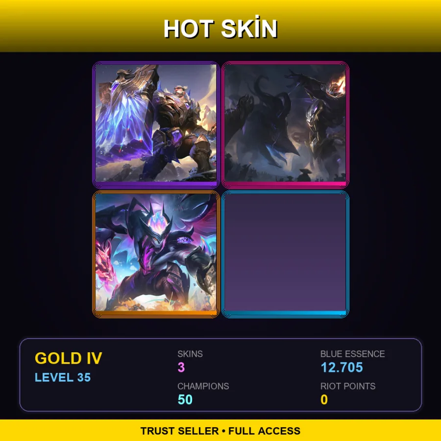 EUNE | Lv35 | Gold IV | 3 Skin | 50 Champ