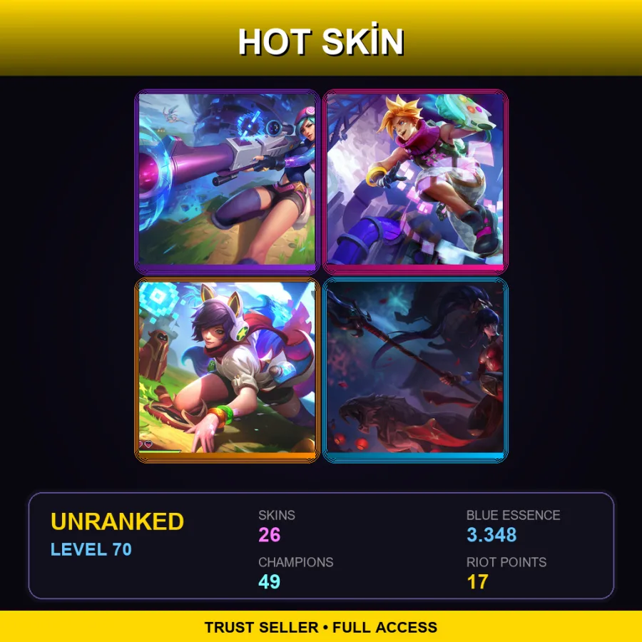 SG | Lv70 | Unranked | 26 Skin | 49 Champ — LoL account