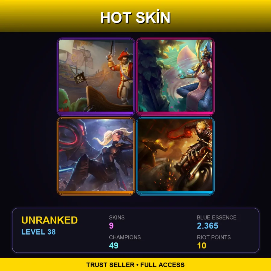 BR | Lv38 | Unranked | 9 Skin | 49 Champ — LoL account