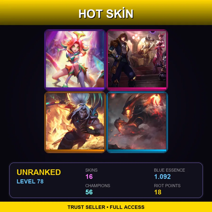 EUNE | Lv78 | Unranked | 16 Skin | 56 Champ