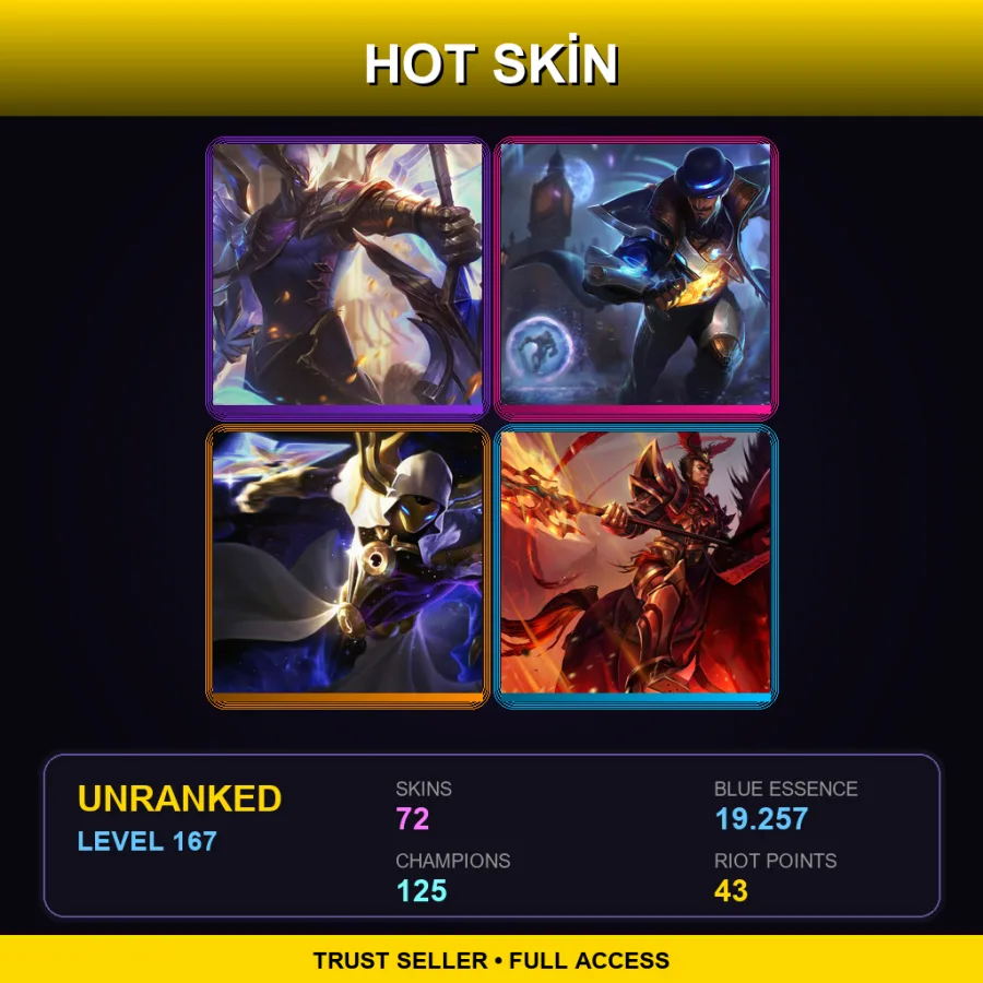 BR | Lv167 | Unranked | 72 Skin | 125 Champ — LoL account
