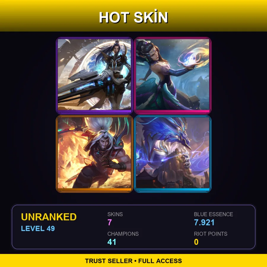 EUW | Lv49 | Unranked | 7 Skin | 41 Champ — LoL account