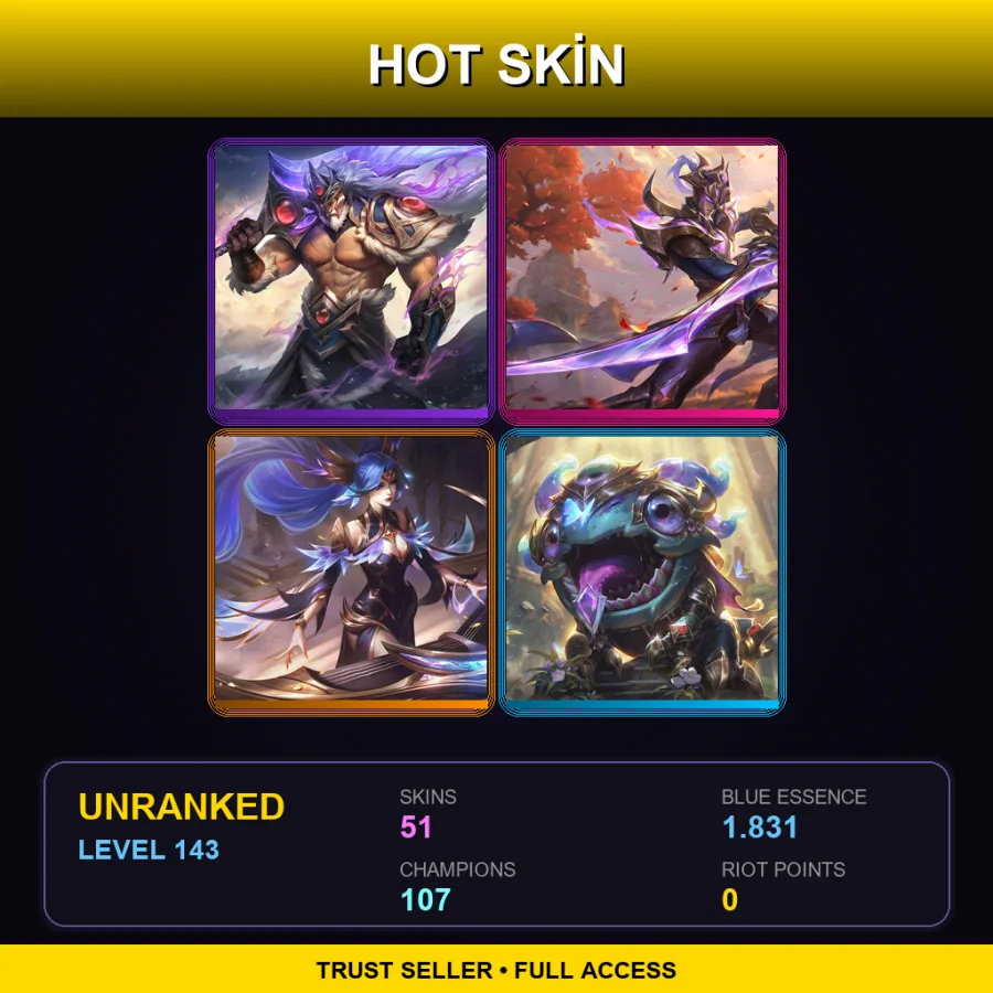 SG | Lv143 | Unranked | 51 Skin | 107 Champ