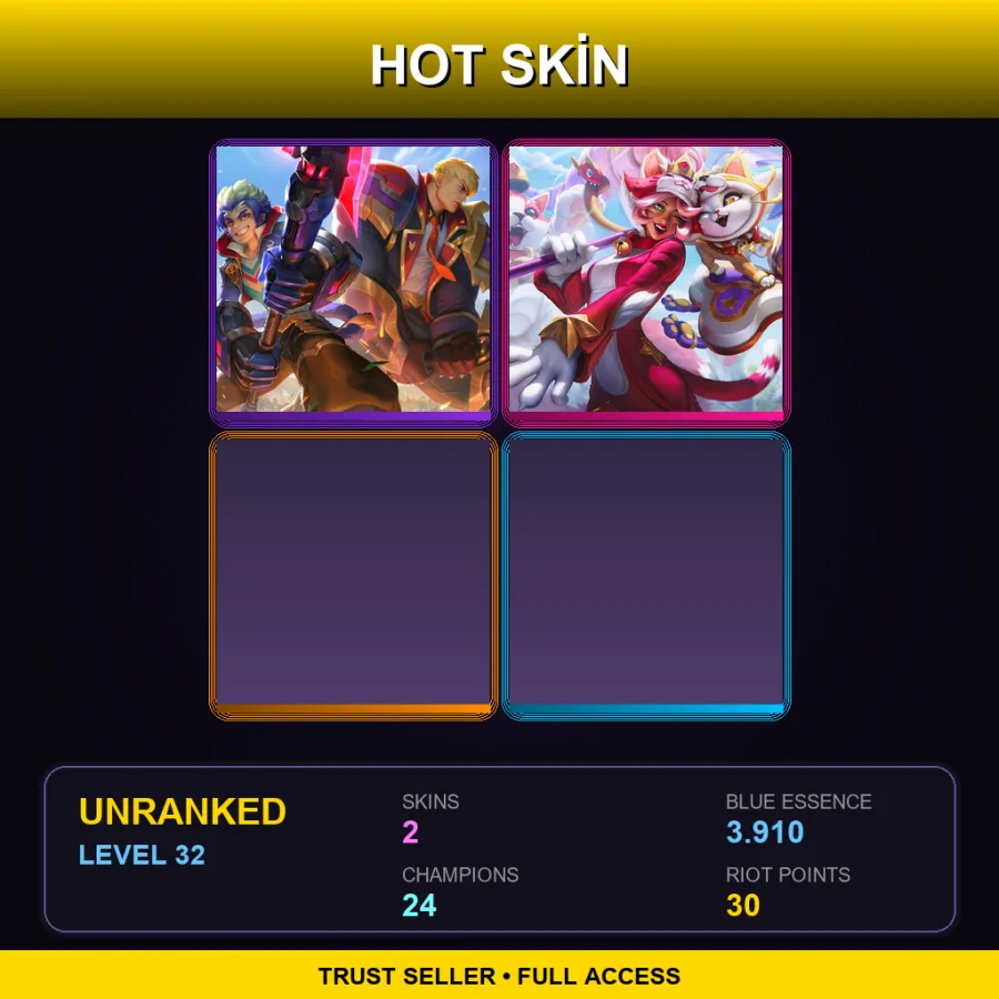 BR | Lv32 | Unranked | 2 Skin | 24 Champ — LoL account