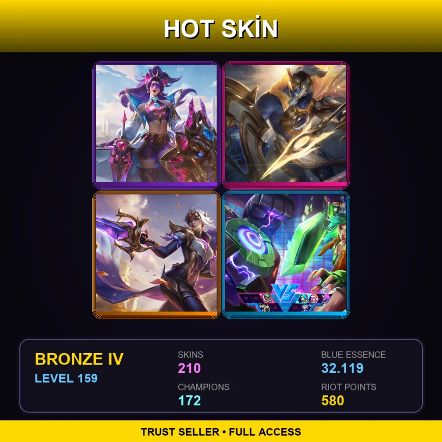 EUW | Lv159 | Bronze IV | 210 Skin | 172 Champ