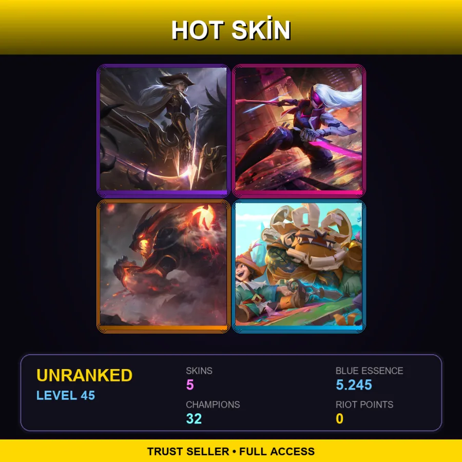 TR | Lv45 | Unranked | 5 Skin | 32 Champ