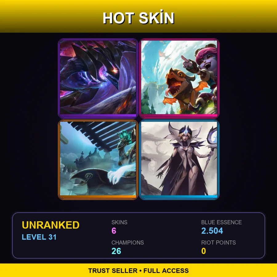 LAN | Lv31 | Unranked | 6 Skin | 26 Champ — LoL account