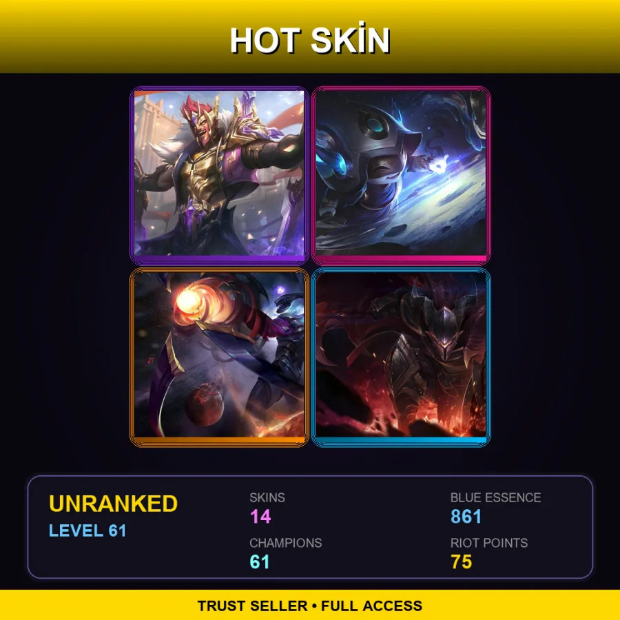 LAN | Lv61 | Unranked | 14 Skin | 61 Champ — Dark Star Varus