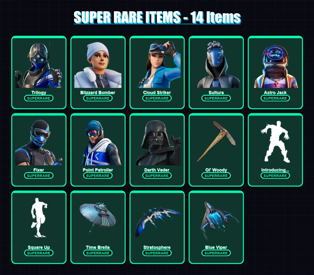 [PC/XBOX] | Trilogy | Blizzard Bomber | Cloud Striker | Sultura | Astro Jack | 219 skin | 259 pickaxe | 175 emote | 201 glider | Lv2684