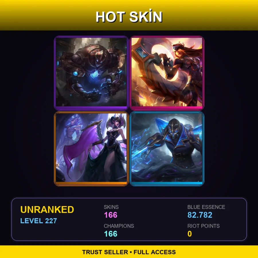 VN | Lv227 | Unranked | 166 Skin | 166 Champ — LoL account