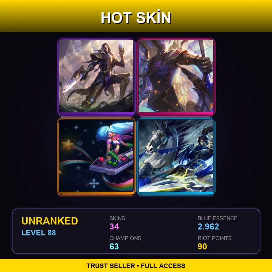 EUW | Lv88 | Unranked | 34 Skin | 63 Champ