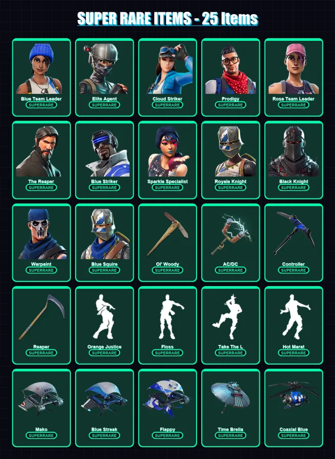 [PS4/PS5/XBOX/PC] | Blue Team Leader | Elite Agent | Cloud Striker | Prodigy | Rose Team Leader | 77 skin | 60 pickaxe | 69 emote | 68 glider | Lv86