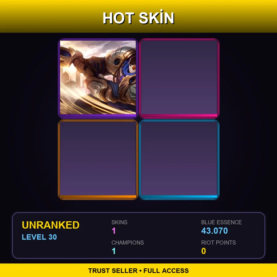 OCE | Lv30 | Unranked | 1 Skin | 1 Champ — Unranked / Smurf League of Legends