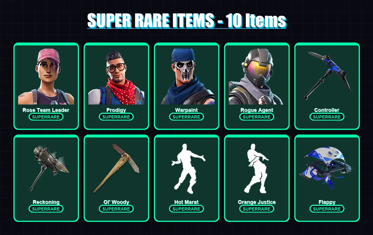 [PC/XBOX/PSN] | Rose Team Leader | Prodigy | Warpaint | Rogue Agent | Zenith | 67 skin | 30 pickaxe | 48 emote | 34 glider | Lv426