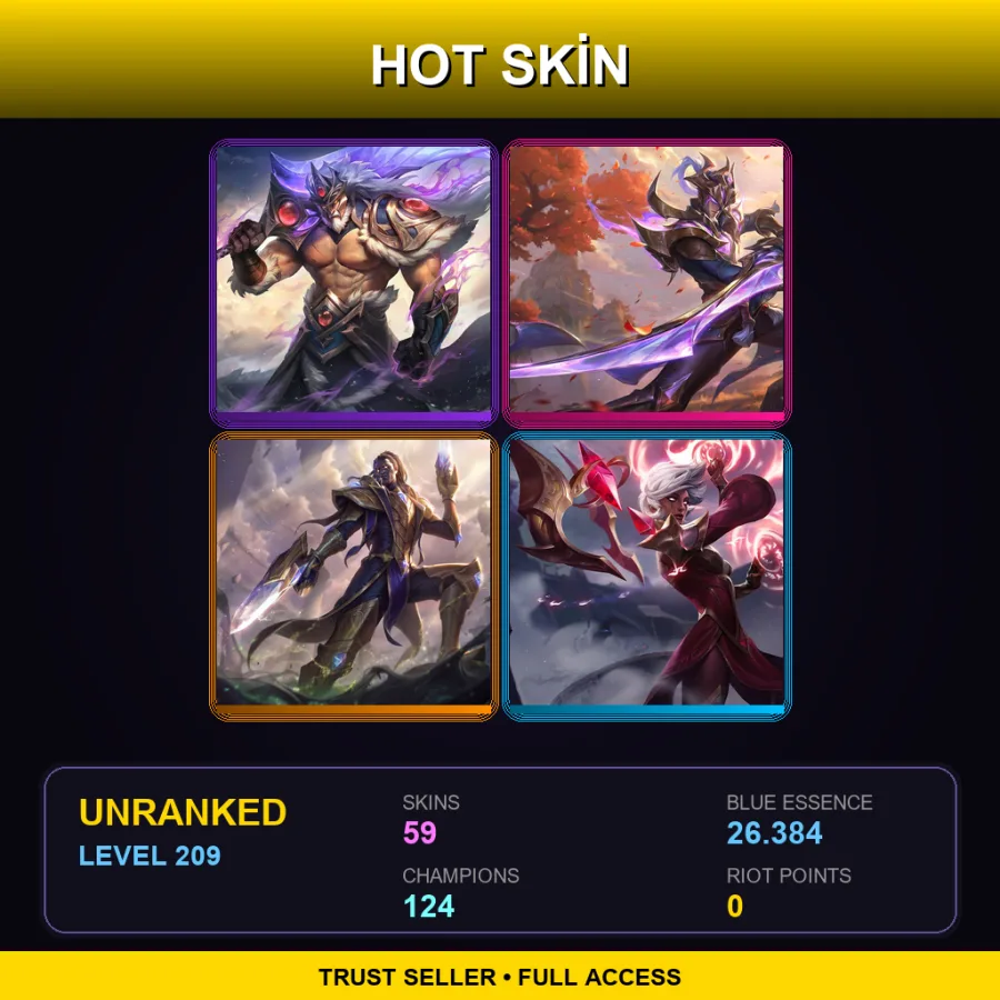TR | Lv209 | Unranked | 59 Skin | 124 Champ