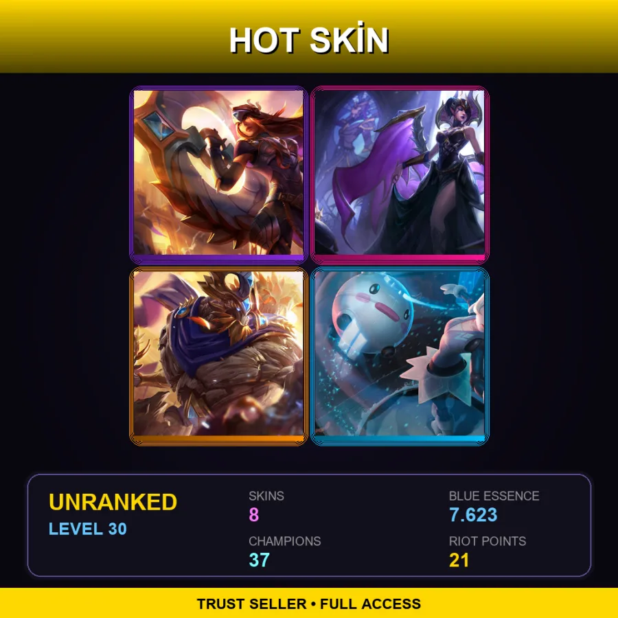 NA | Lv30 | Unranked | 8 Skin | 37 Champ — LoL account