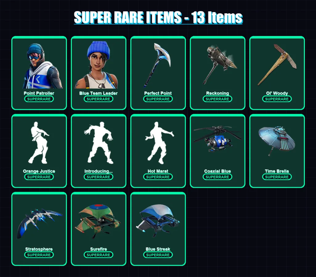 [PS4/PS5/XBOX/PC] | Point Patroller | Blue Team Leader | Rox | Sentinel | Eternal Knight | 107 skin | 130 pickaxe | 135 emote | 140 glider | Lv2127 — Fortnite account
