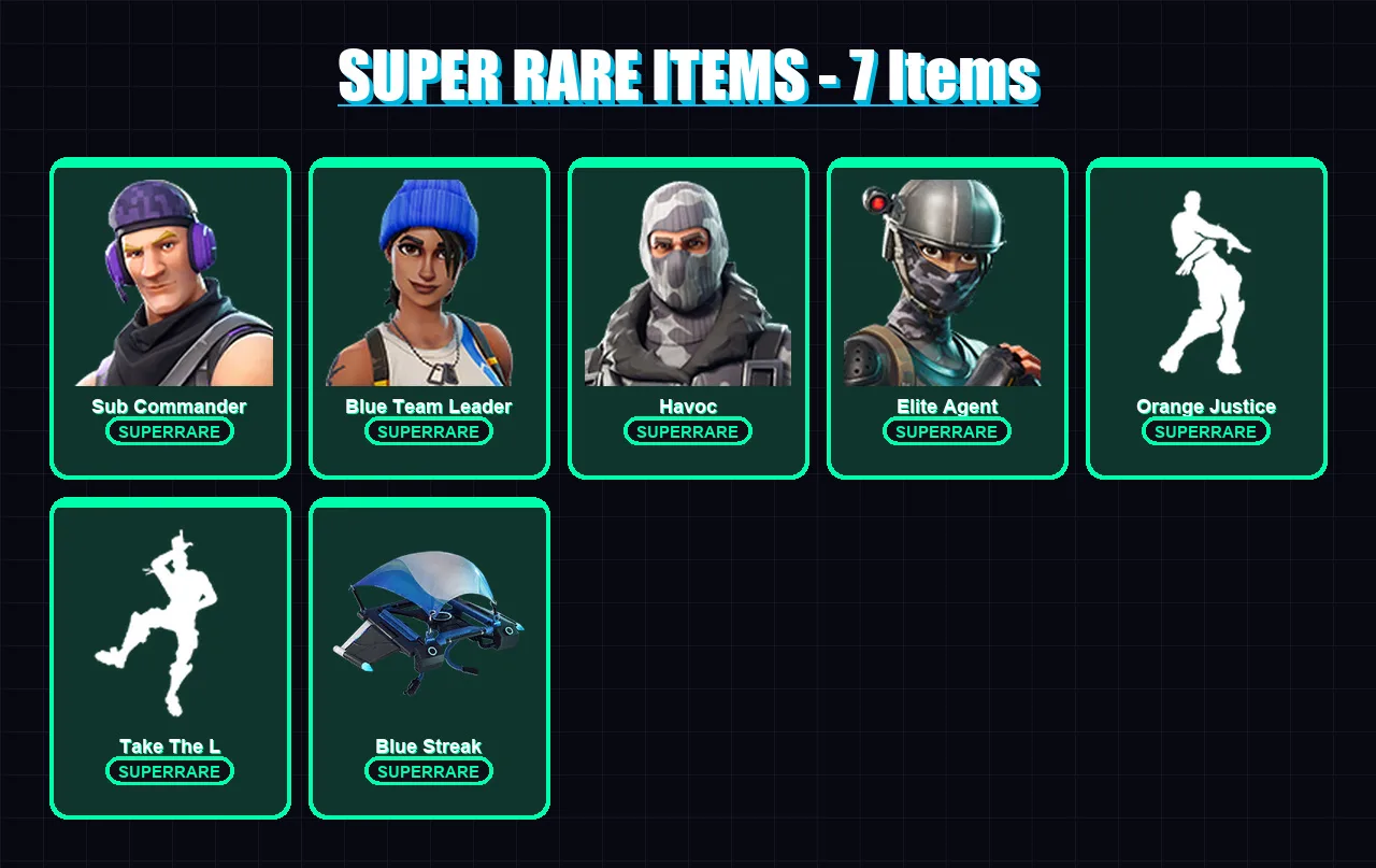 [PS4/PS5/XBOX/PC] | Sub Commander | Blue Team Leader | Havoc | Elite Agent | Dark Voyager | 12 skin | 7 pickaxe | 7 emote | 11 glider | Lv150
