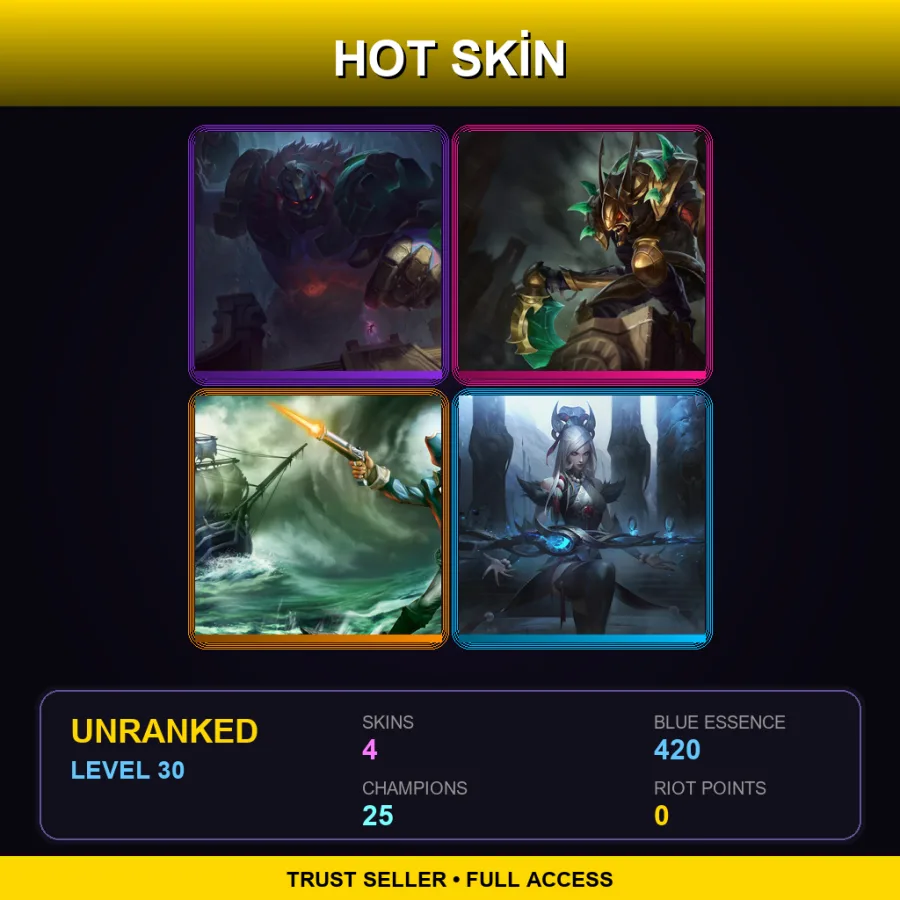 EUW | Lv30 | Unranked | 4 Skin | 25 Champ — LoL account